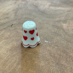 White Thimble with Red Hearts